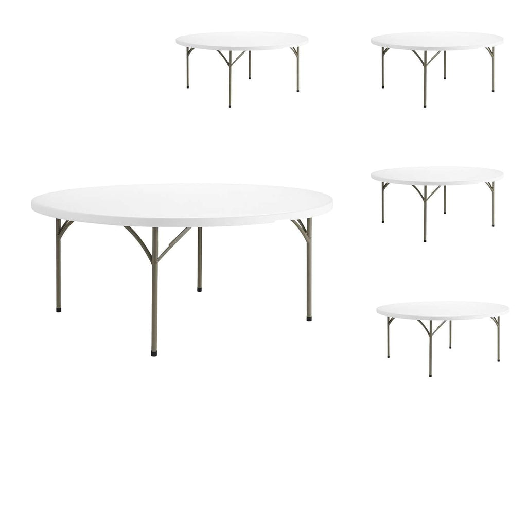 72" Round Granite White Folding Table 5 Pack E998