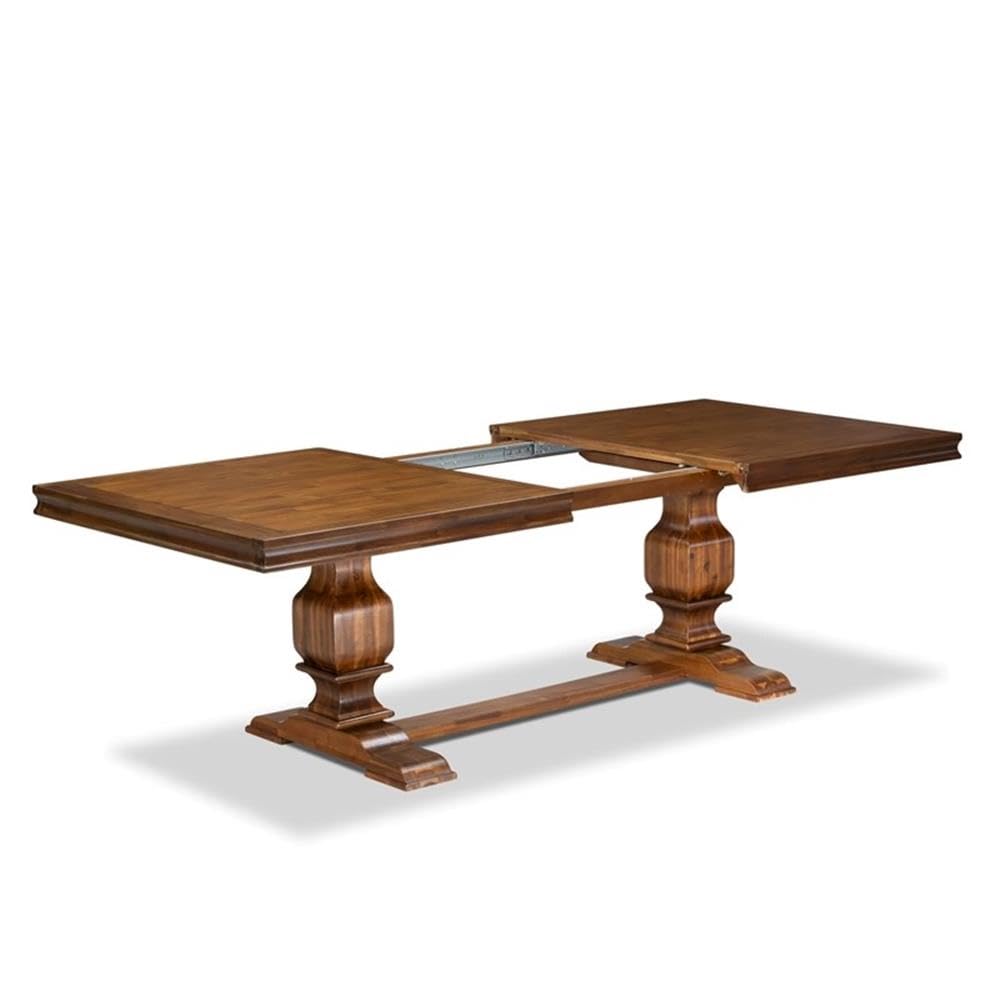 9-Piece Acacia Wood Dining Set with Beige PU Leather Chairs L4485