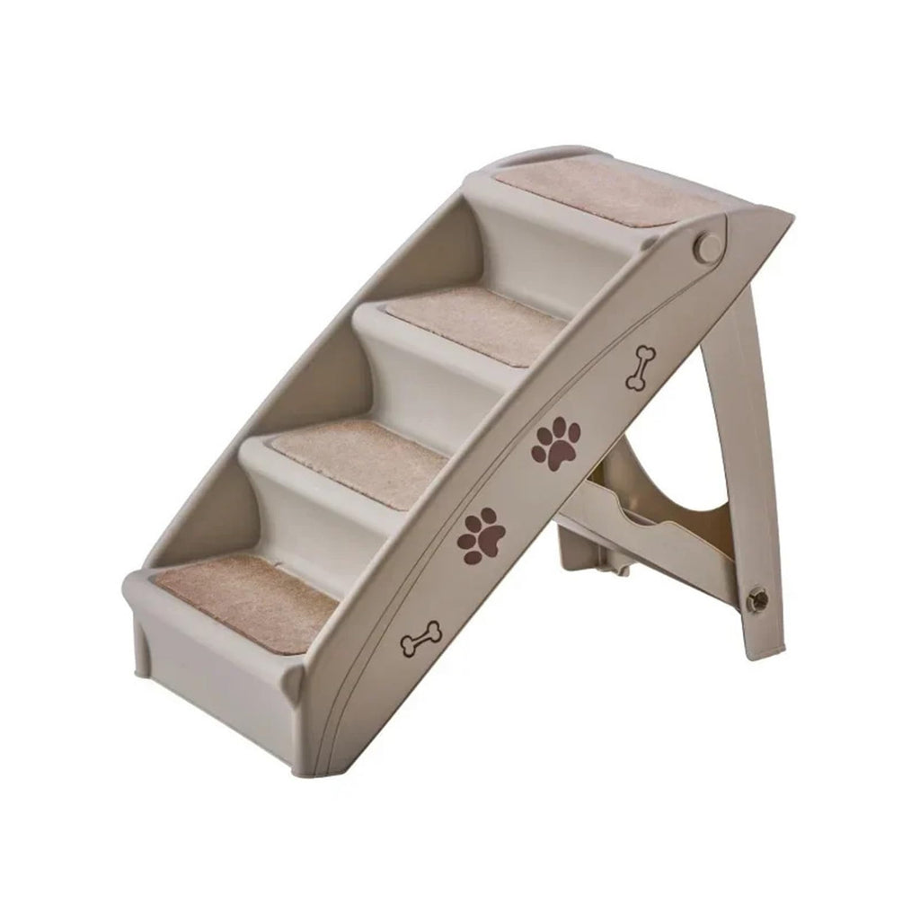 Folding Plastic 4 Steps Non-Slip Dog Stairs Light Gray D58078