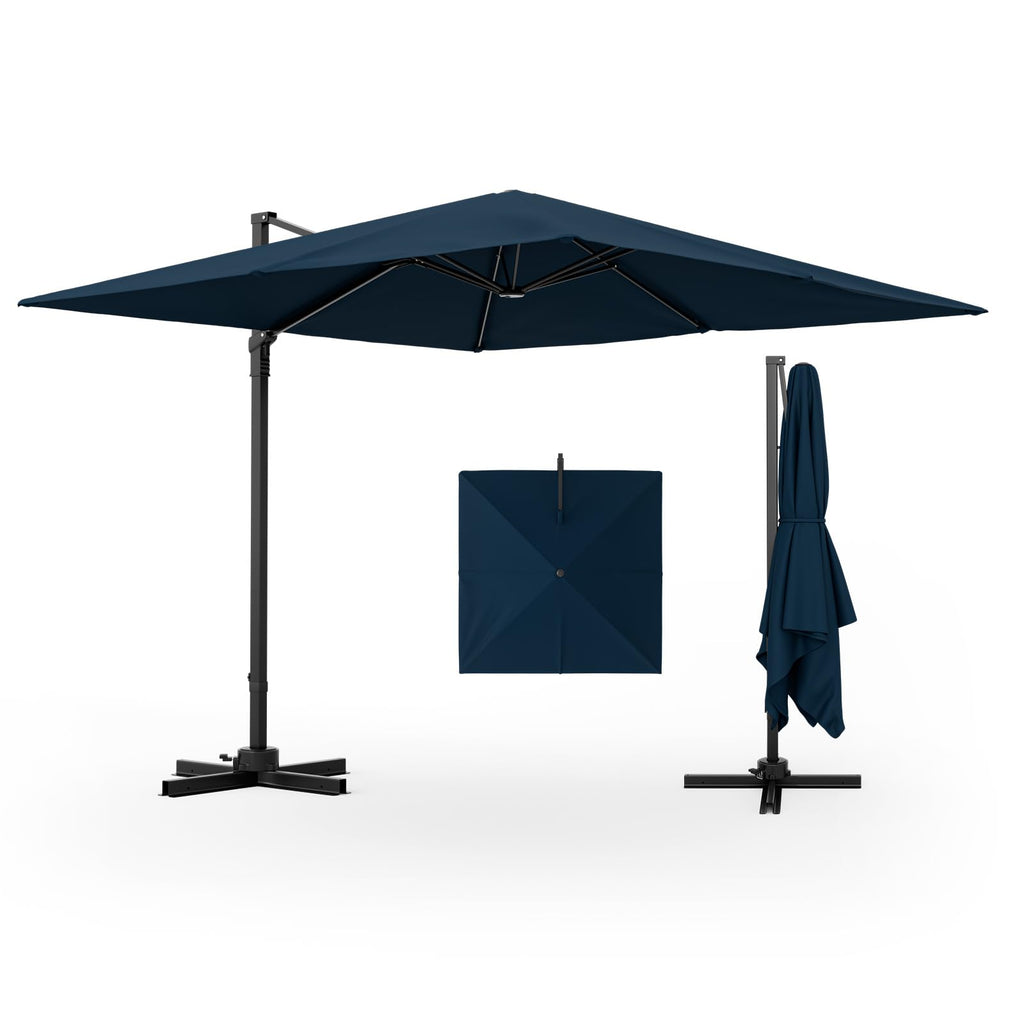 9.5 FT Square Cantilever Patio Umbrella with Cross Base F19416