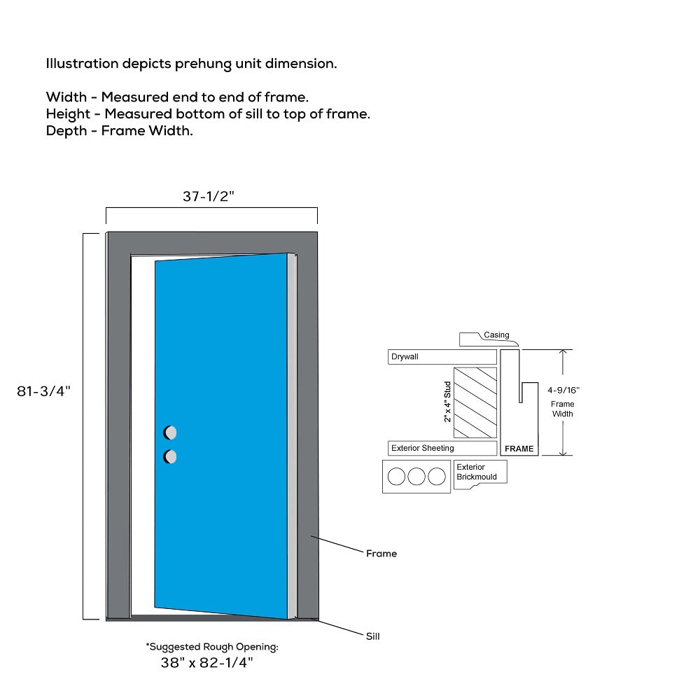 Primed Fiberglass Prehung Front Door 36" x 80" U76750