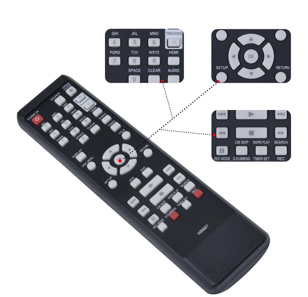 Replacement Remote Control for Magnavox DVD VCR Combo Player L335774