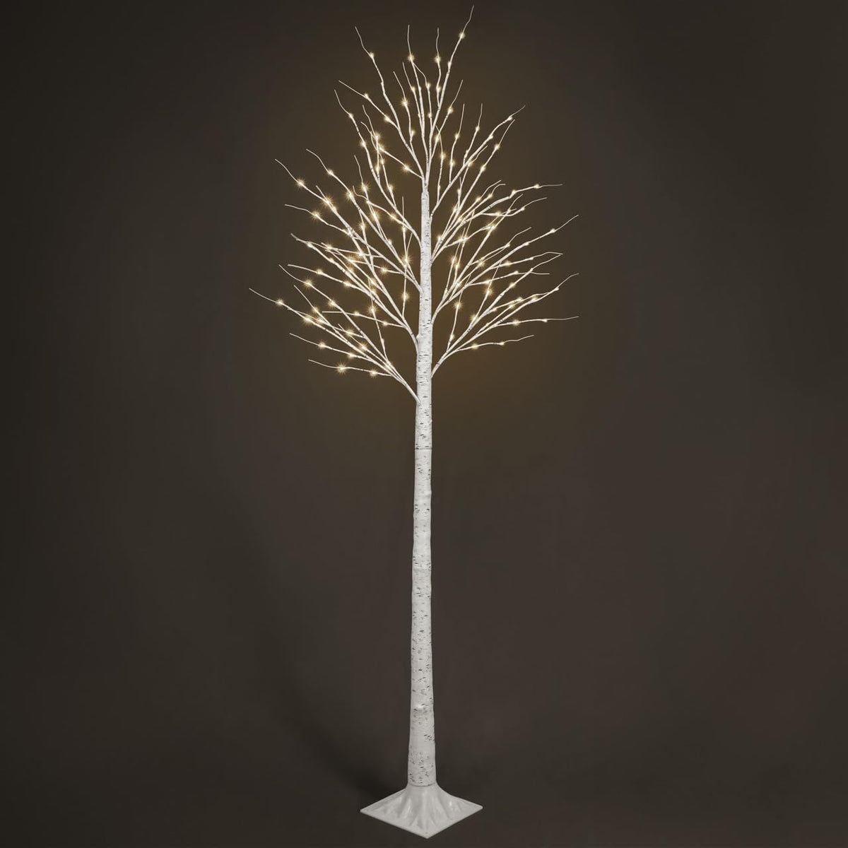 8 Ft White Pre-Lit Birch Tree with 132 Warm White LED L827