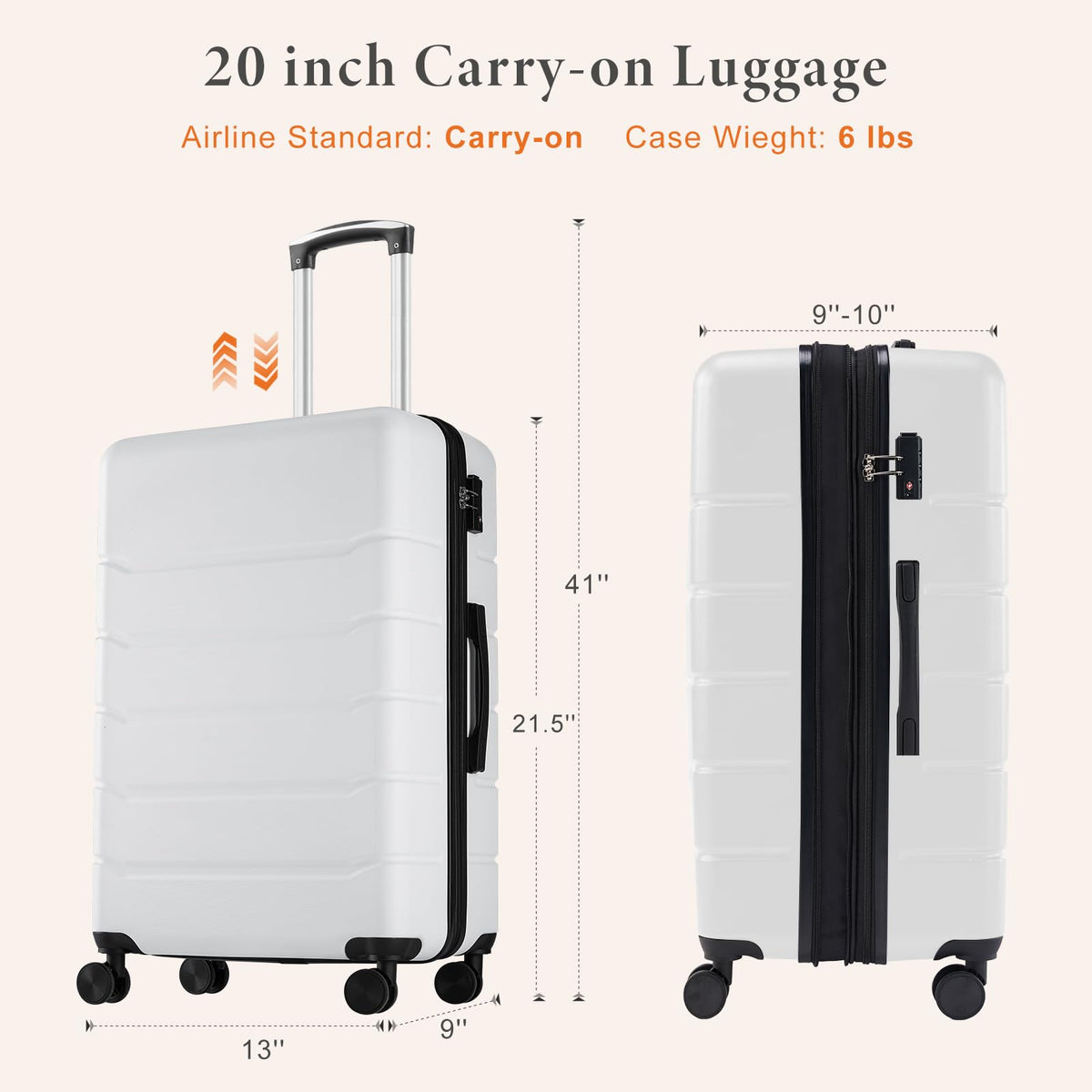 20 Inch Carry On Luggage with Spinner Wheels V228