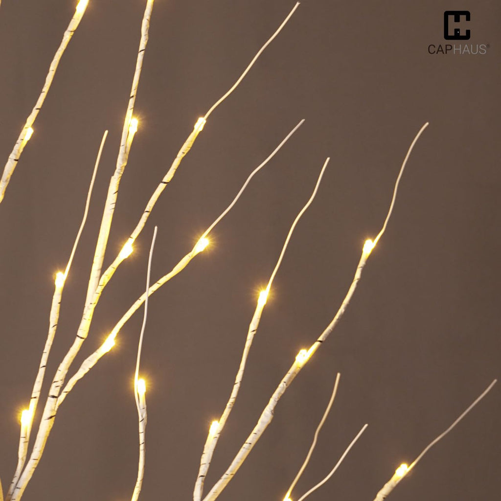 8 Ft White Pre-Lit Birch Tree with 132 Warm White LED L827