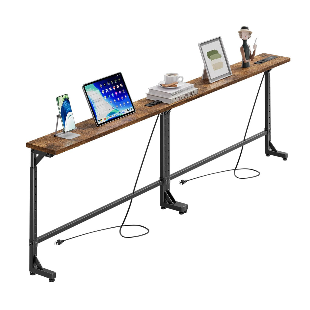 78.75” Narrow Adjustable Console Table with Outlet I655