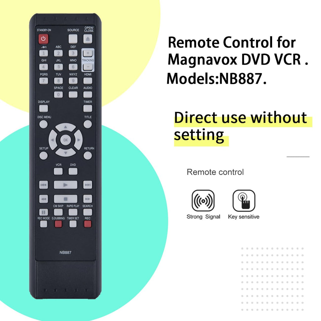 Replacement Remote Control for Magnavox DVD VCR Combo Player L335774