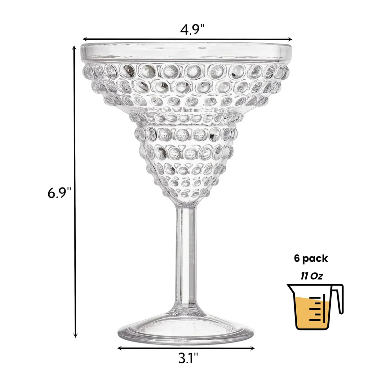 6 Pack 11oz Plastic Stemmed Margarita Glasses H808442