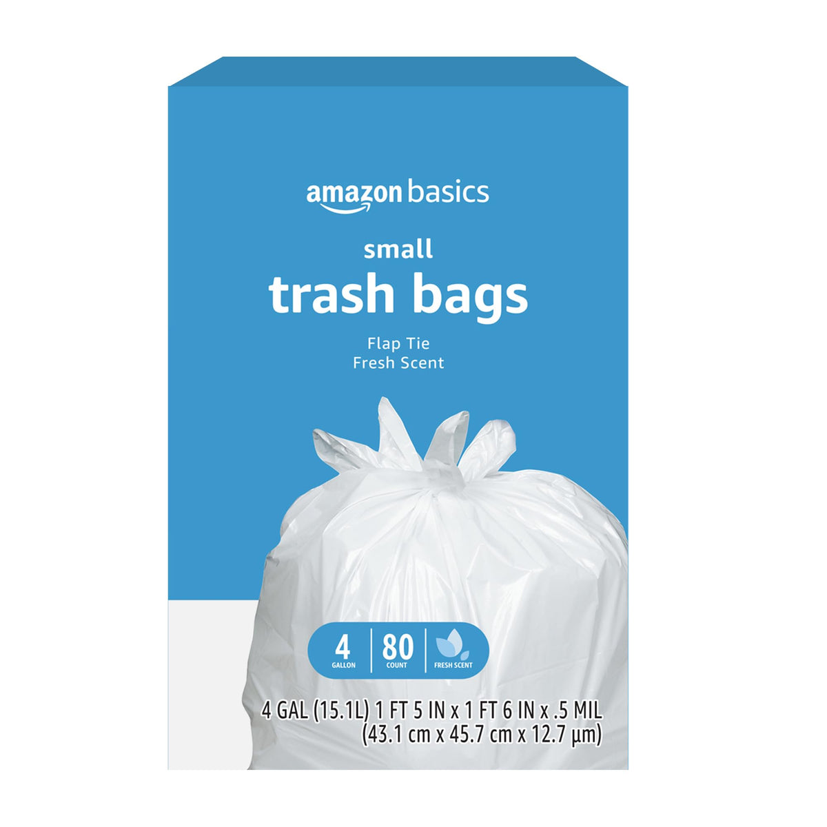 4 Gallon Trash Bags with Flap Ties, Fresh Scent, 80 Count I192751