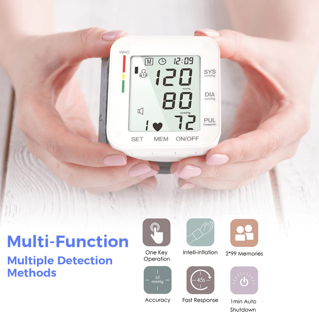 White Wrist Blood Pressure Monitor with Carrying Case R651208