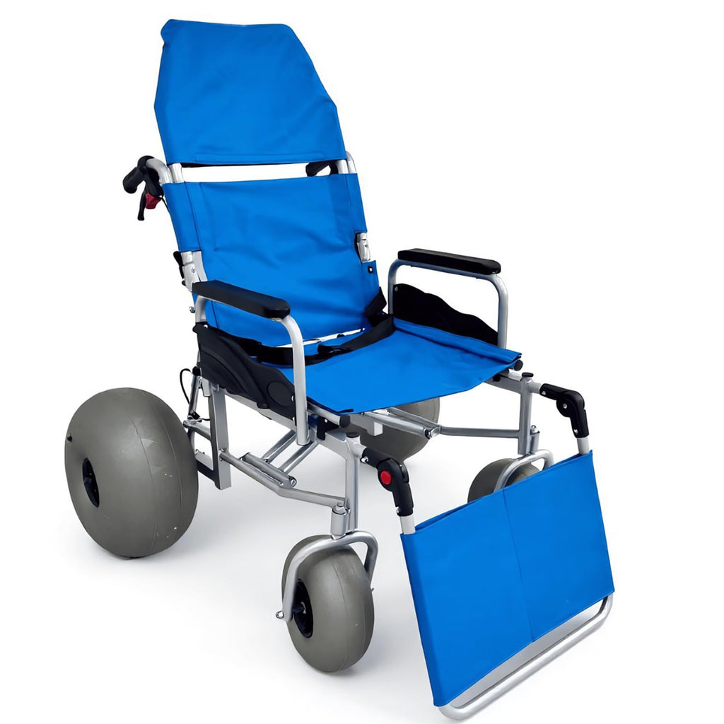 Beach Wheelchair with Balloon Tires, Reclining, Foldable, Waterproof O56613
