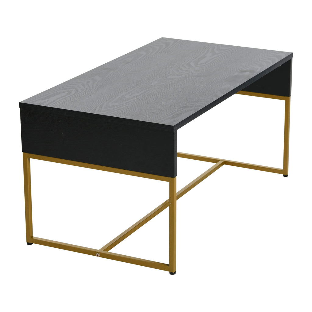 Black Oak Finish Coffee Table with Iron Base K186329