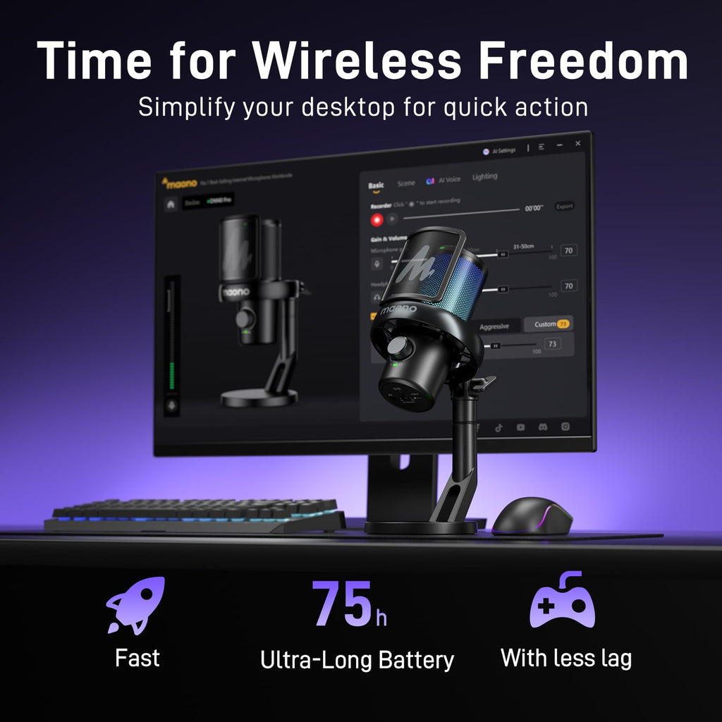 Wireless Gaming Microphone with Boom Arm A1368