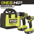 18V Brushless Cordless Compact 1/2 in. Drill and Impact Driver Kit with 2 Batteries D384