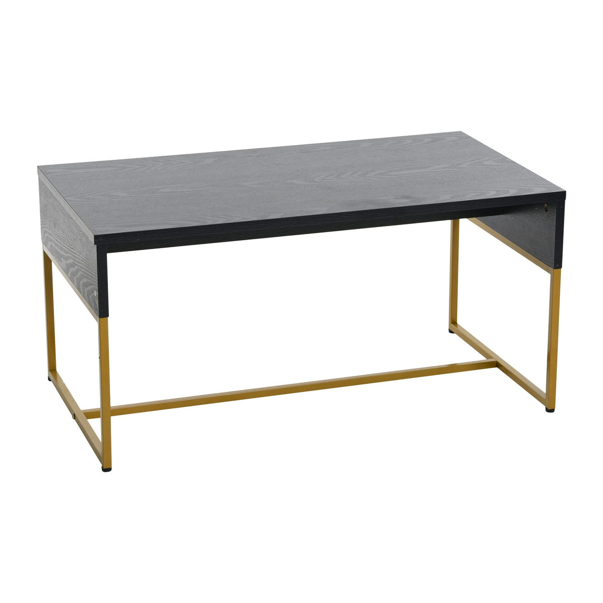 Black Oak Finish Coffee Table with Iron Base K186329