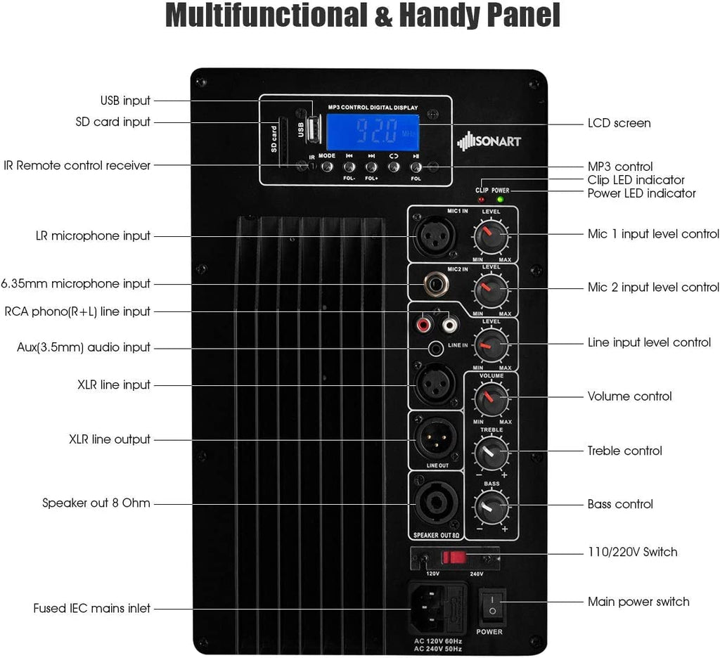 Portable 15" PA Speaker System Set J476