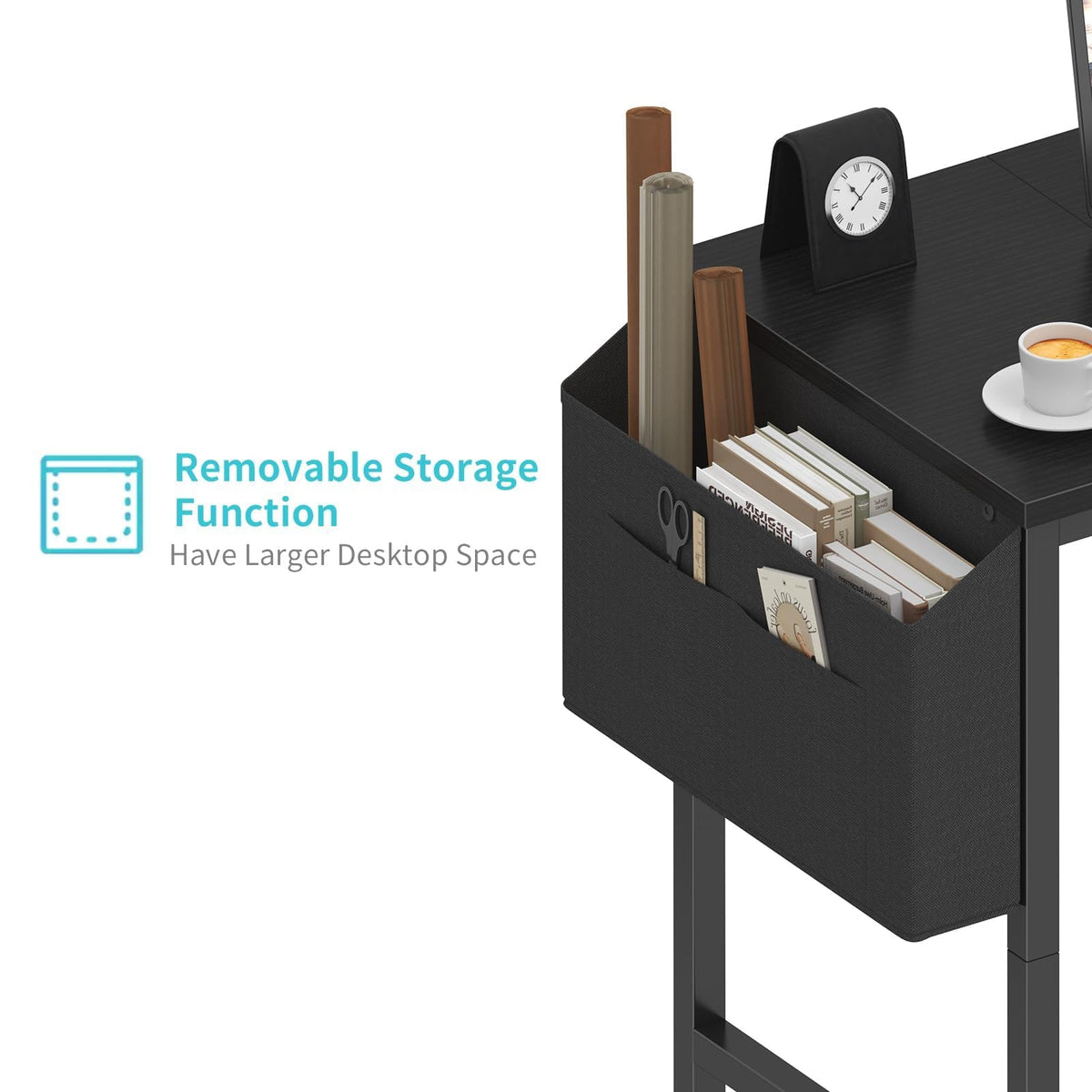 Black 32 Inch Small Desk with Storage Bag M590