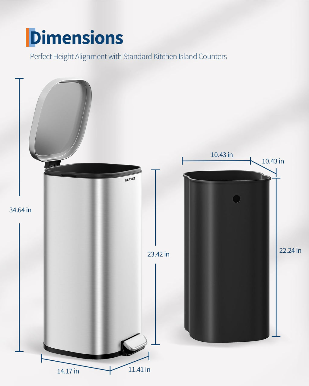 8 Gal Stainless Steel Kitchen Trash Can G584