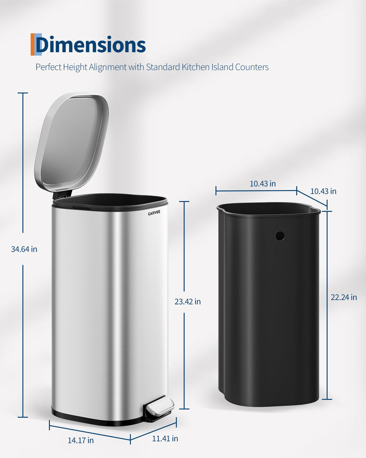 8 Gal Stainless Steel Kitchen Trash Can G584