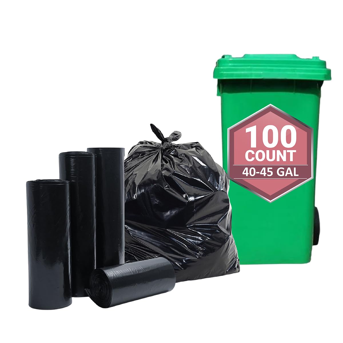 Heavy Duty Black Trash Bags, 100 Count, 40in x 46in C3822