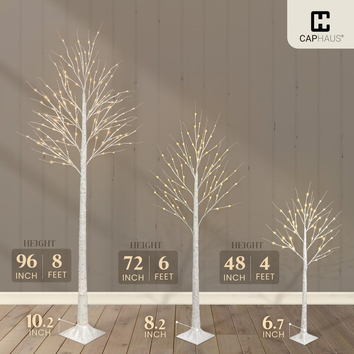 8 Ft White Pre-Lit Birch Tree with 132 Warm White LED L827