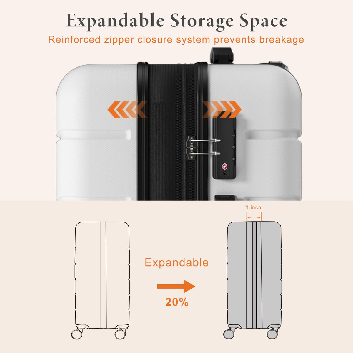 20 Inch Carry On Luggage with Spinner Wheels V228