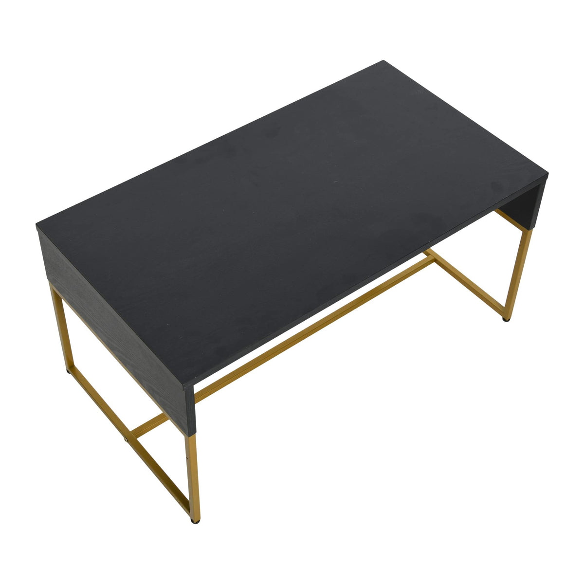 Black Oak Finish Coffee Table with Iron Base K186329