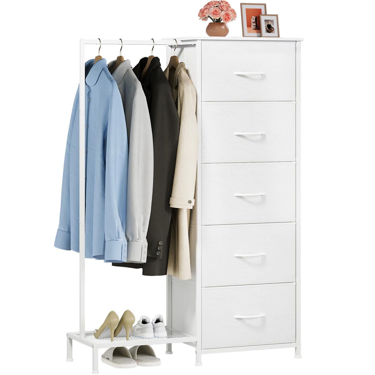 Dresser with Hanging Rack, 5 Drawers E9546