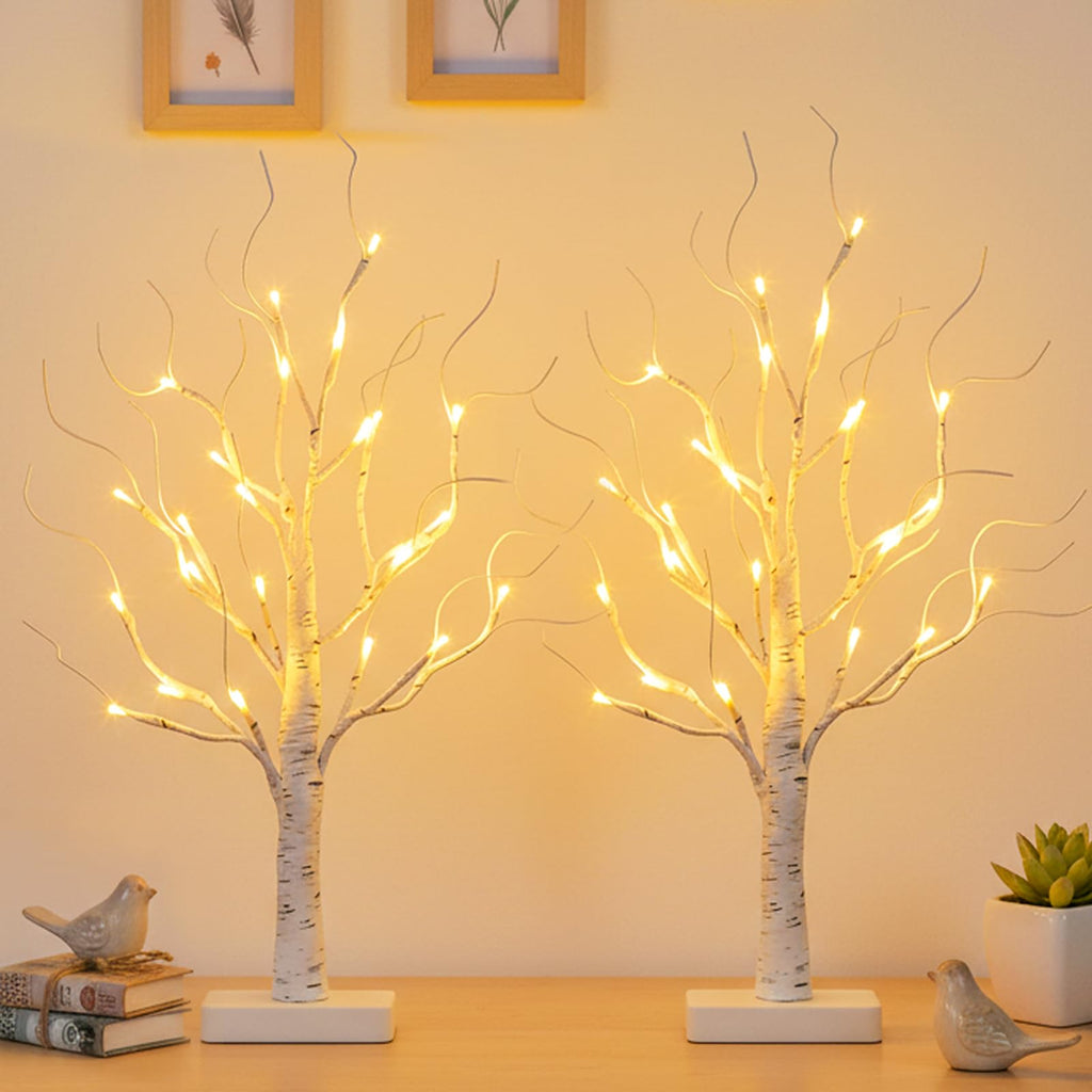 Lighted Birch Tree 2 Pack with 24 LED Battery Powered Timer Z503757