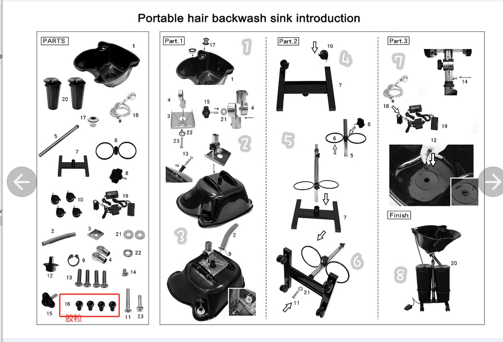 Portable Shampoo Bowl with Electric Pump L939145