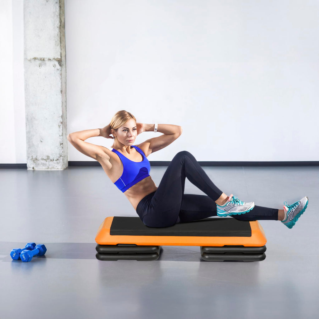 43'' Adjustable Aerobic Step Platform with 4 Stackable Risers F4127