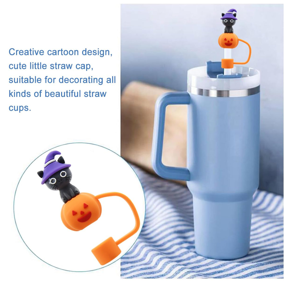 Straw Cover Cap for 30 and 40 Oz Tumbler, 10 mm Reusable Straw Tips Lids D484