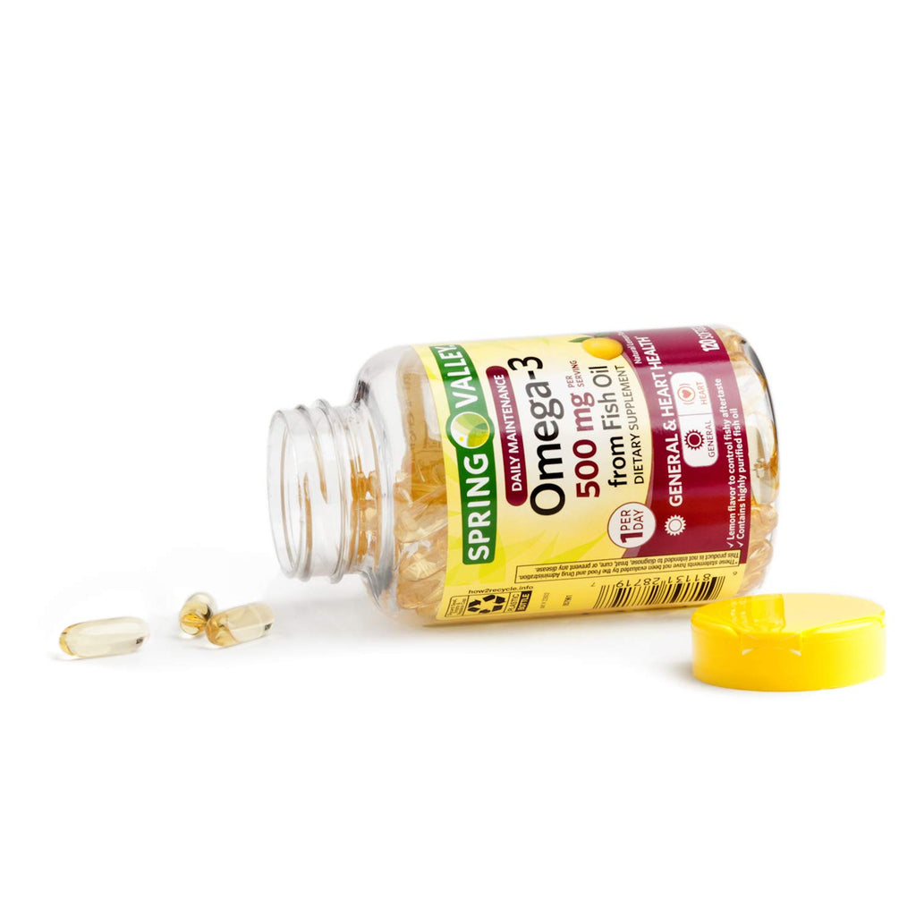 Omega-3 500 mg Fish Oil Lemon 120 Softgels U5959