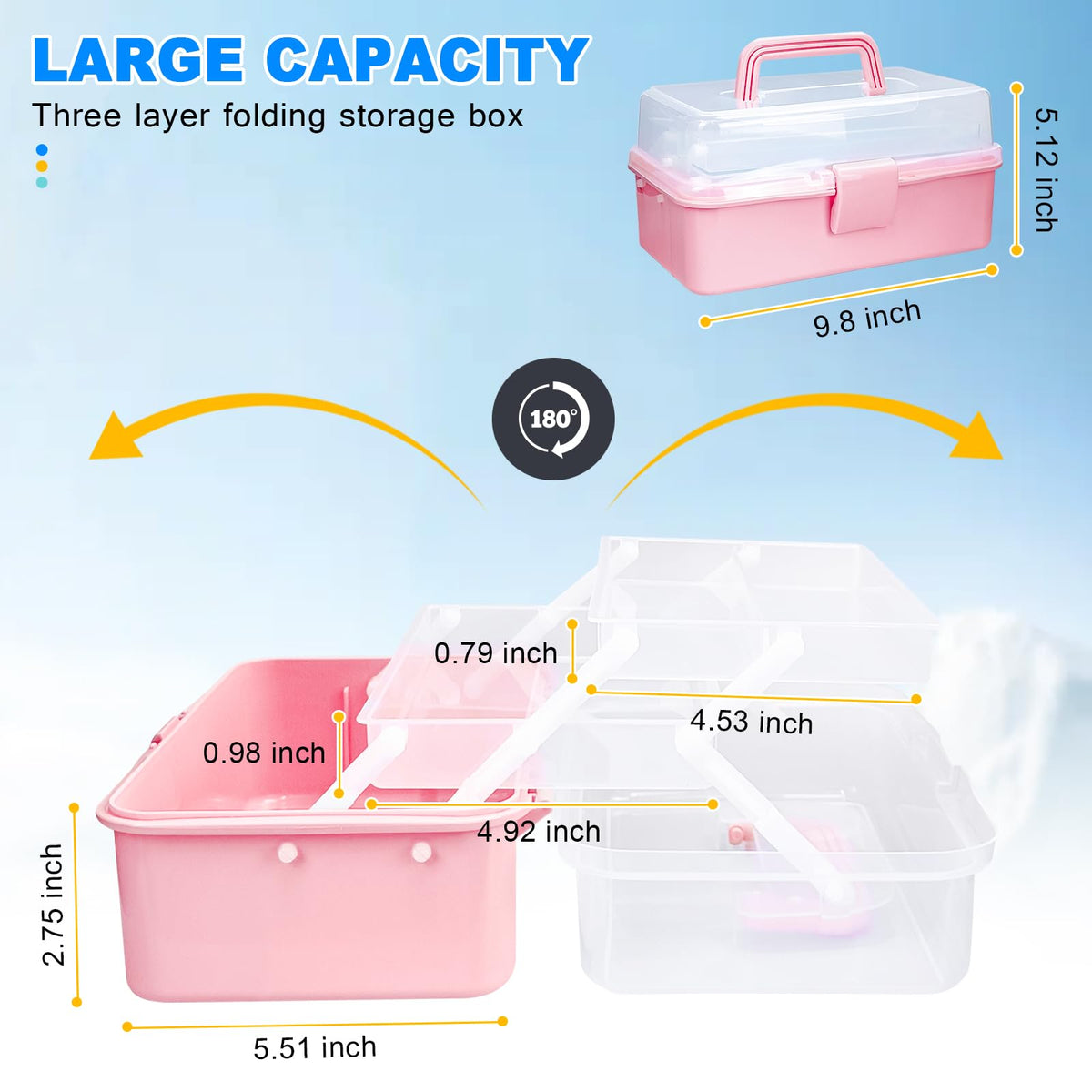 10 Inch 3 Layer Tackle Box Organizer with 2 Trays D681