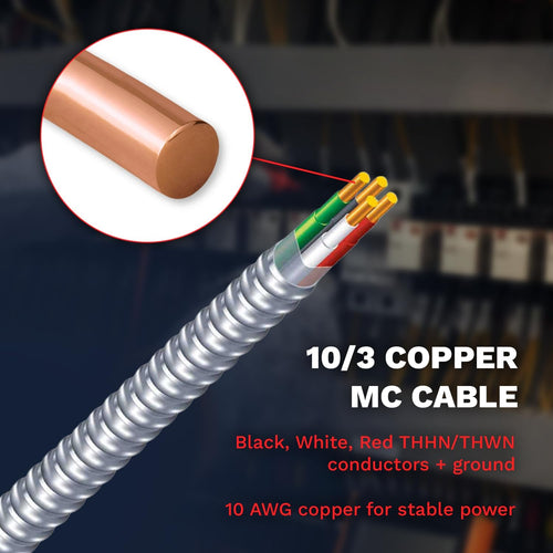 10/3 Metal Clad Aluminum Armor Cable 100 Ft T4225