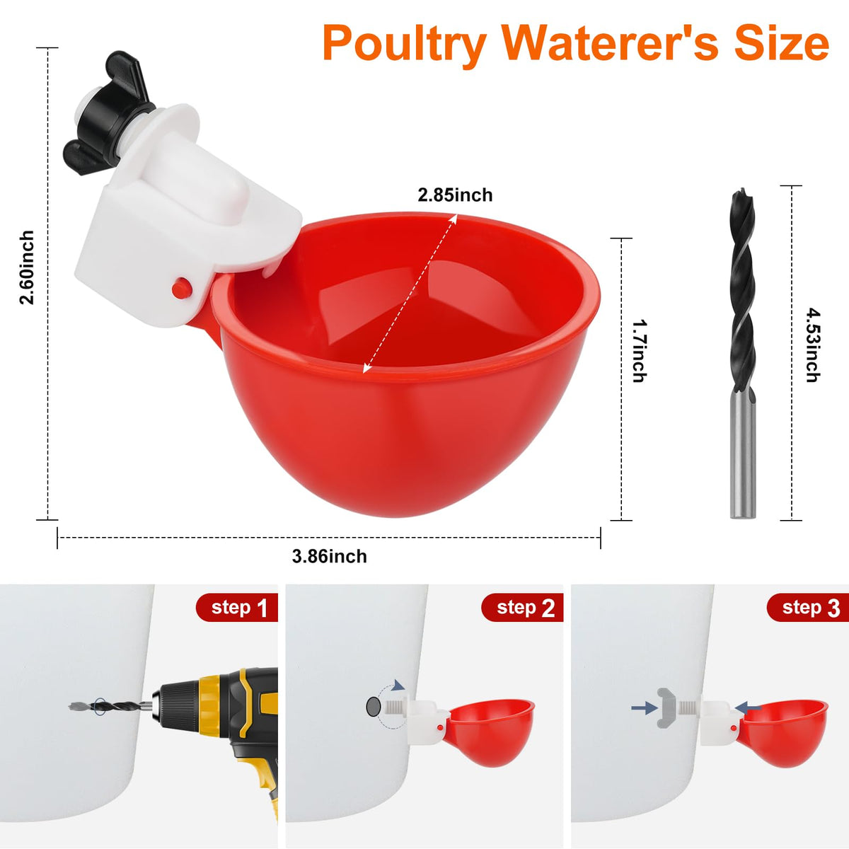 6 Pack Automatic Chicken Waterer Cups W69670
