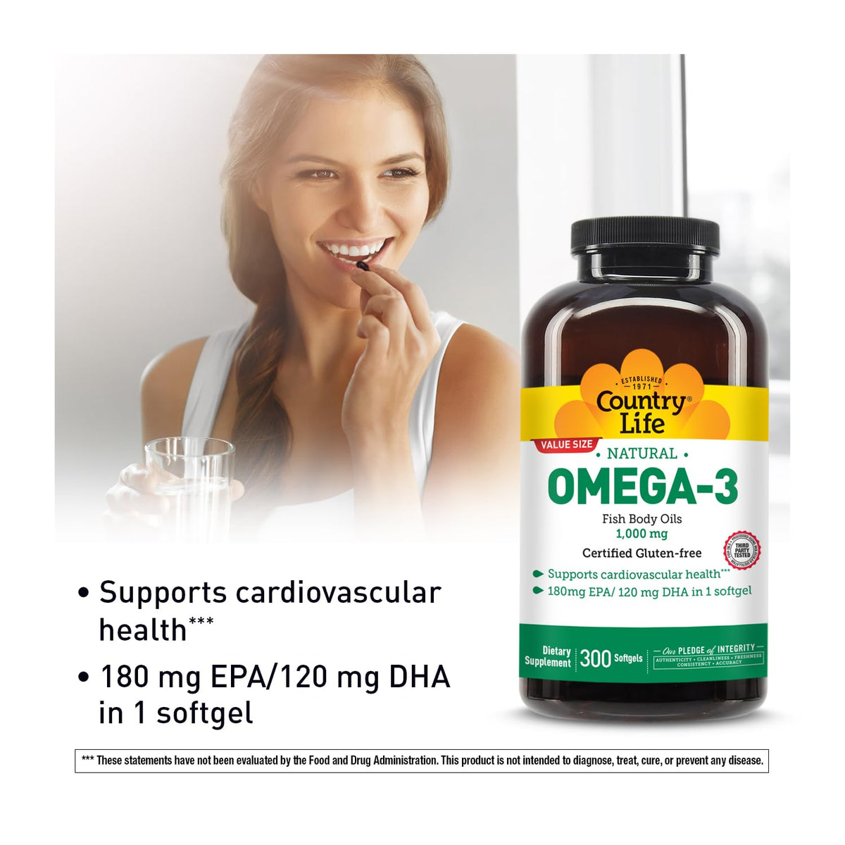 Omega-3 Fish Oil 1,000 mg 300 Softgels T26380