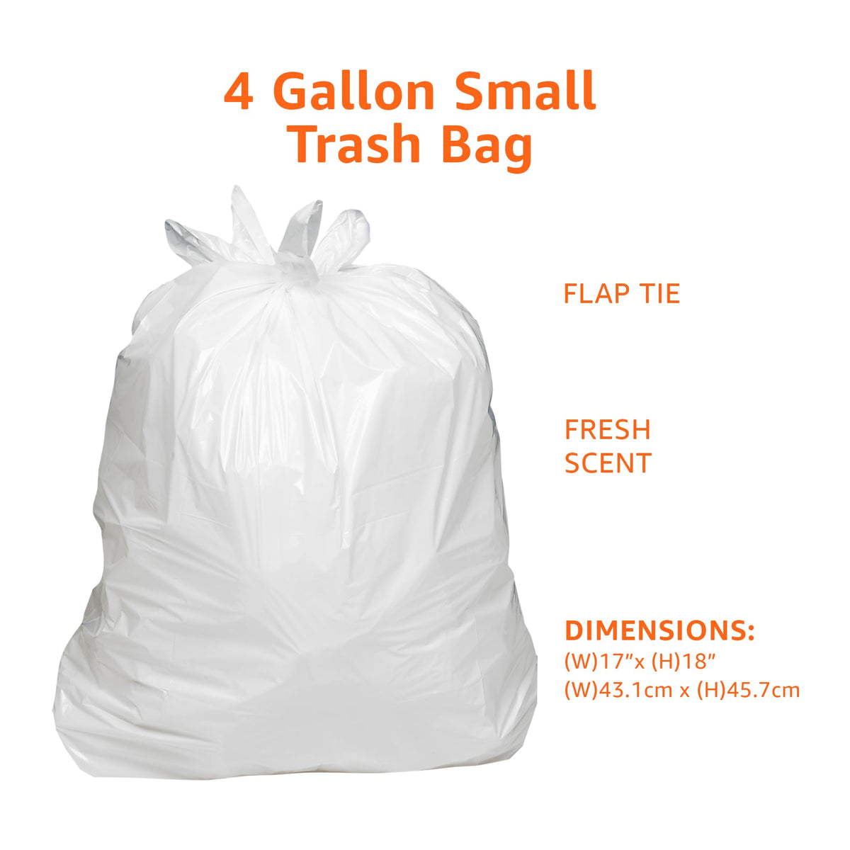 4 Gallon Trash Bags with Flap Ties, Fresh Scent, 80 Count I192751