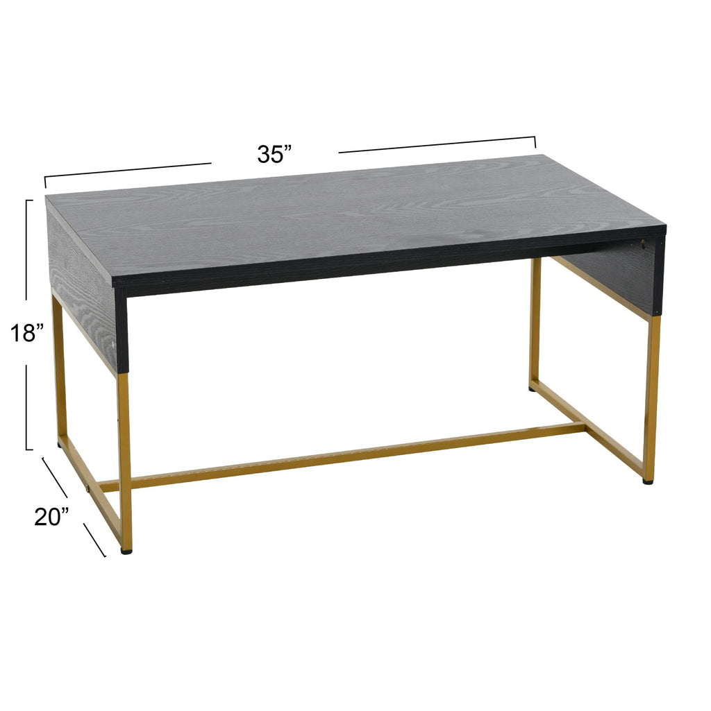 Black Oak Finish Coffee Table with Iron Base K186329