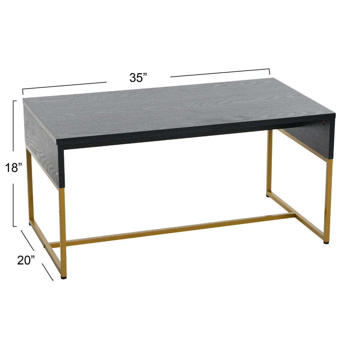 Black Oak Finish Coffee Table with Iron Base K186329