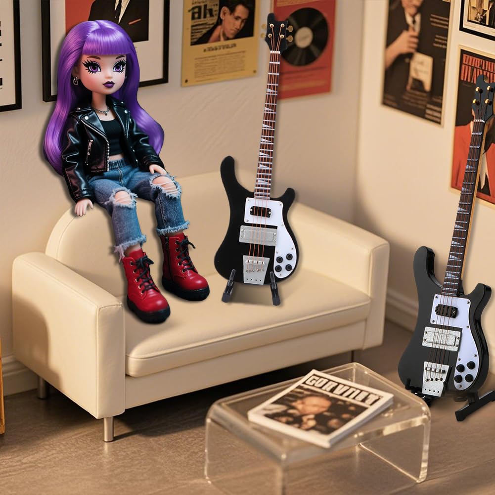 Black Miniature Bass Guitar Replica 1:4 Scale J12953