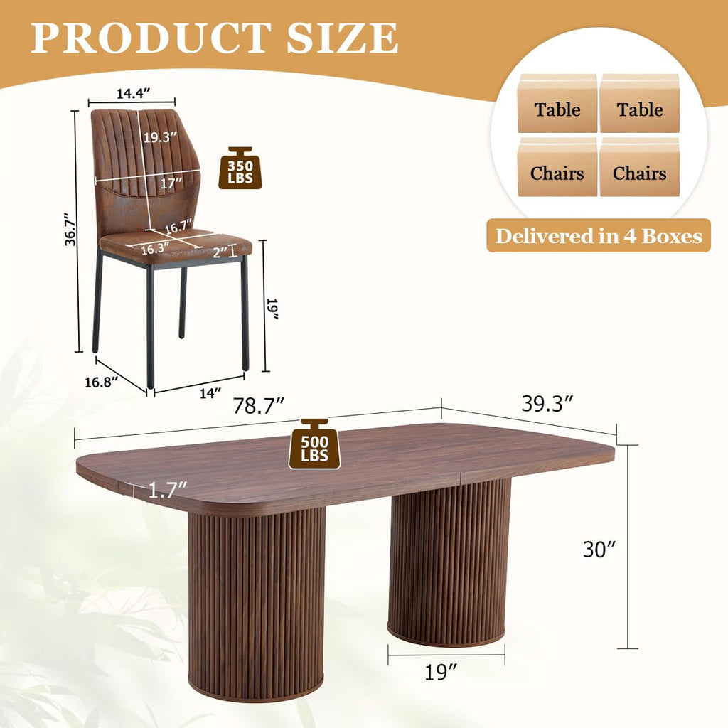 79" Rectangular Wood Dining Table Set for 8 with Cushioned Chairs N7787
