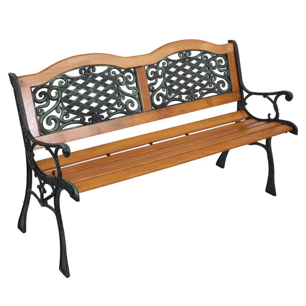 Cast Iron Teak Outdoor Bench 3-Seater E9211