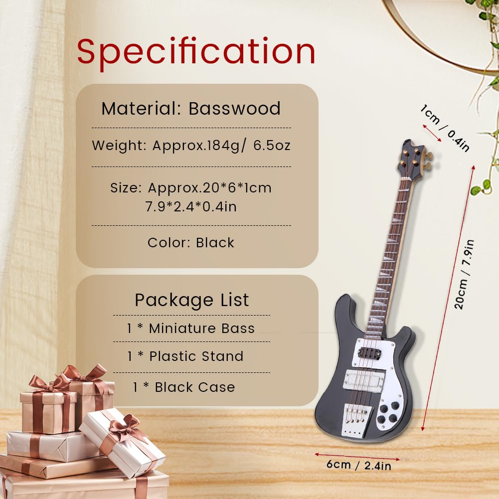 Black Miniature Bass Guitar Replica 1:4 Scale J12953
