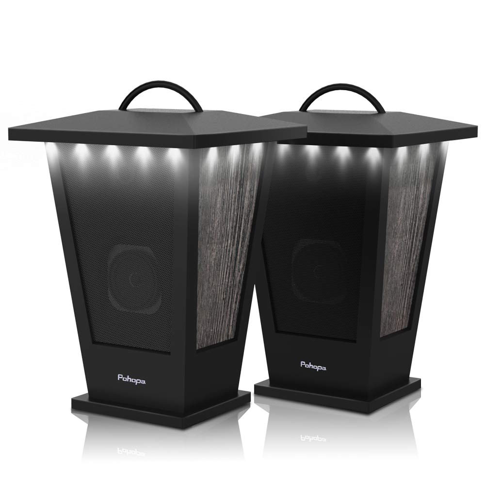 Pinao Black Waterproof Bluetooth Speakers 2 Packs 20W with LED Lights Y712