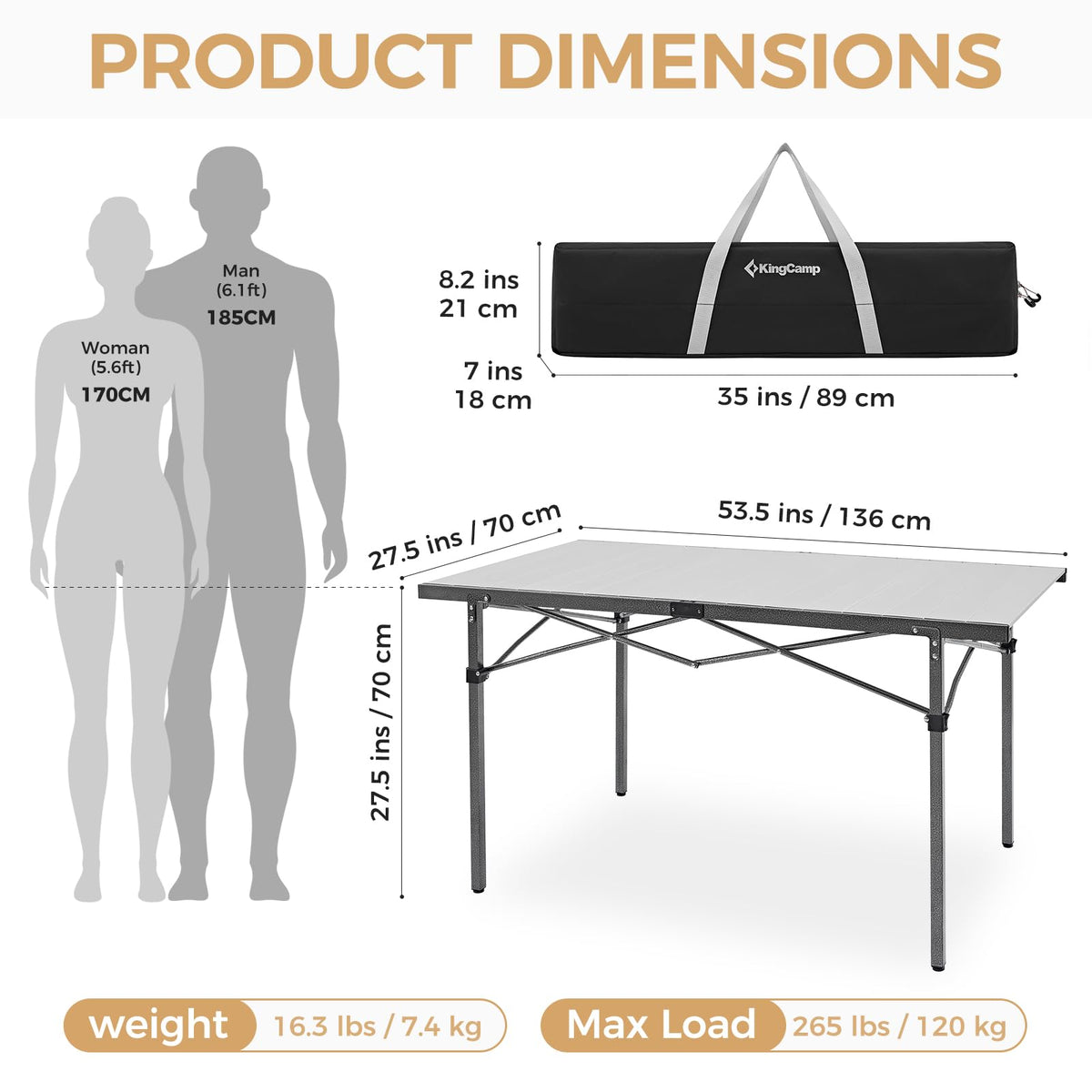 53.5" Heavy Duty Folding Camping Table B2076