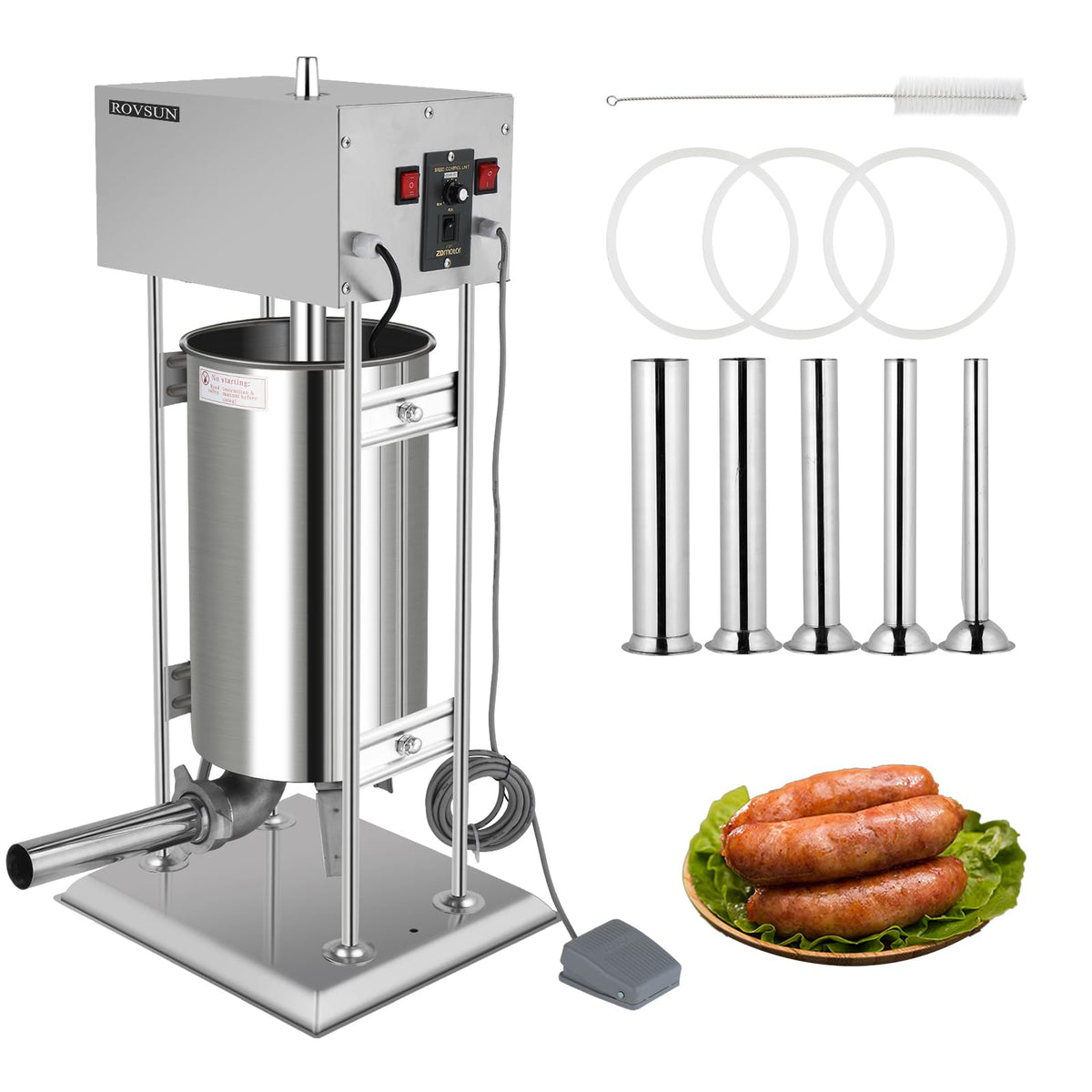 15L Electric Stainless Steel Sausage Stuffer with 5 Stuffing Tubes R79209