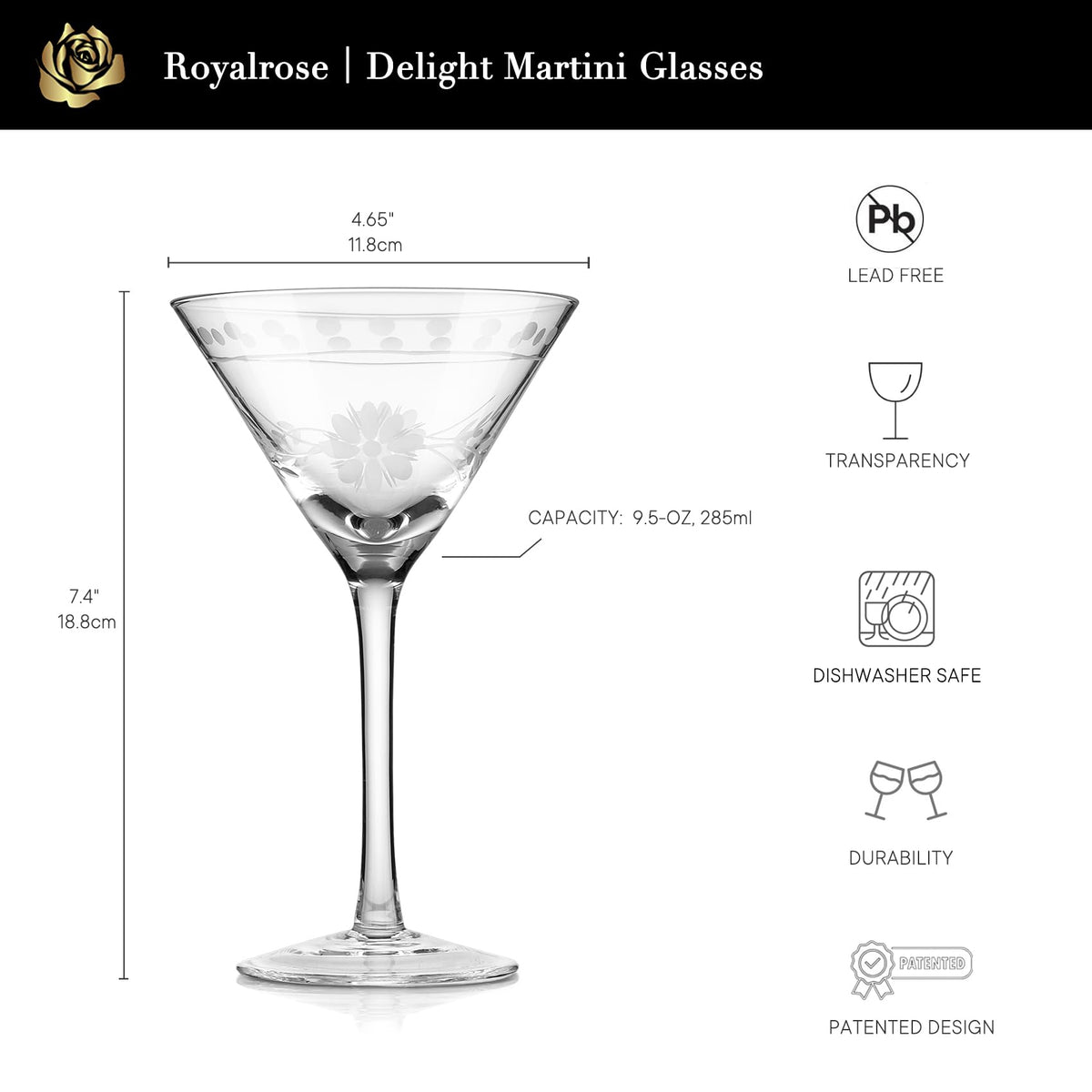 9.6 oz Martini Glasses Set of 4 H774143