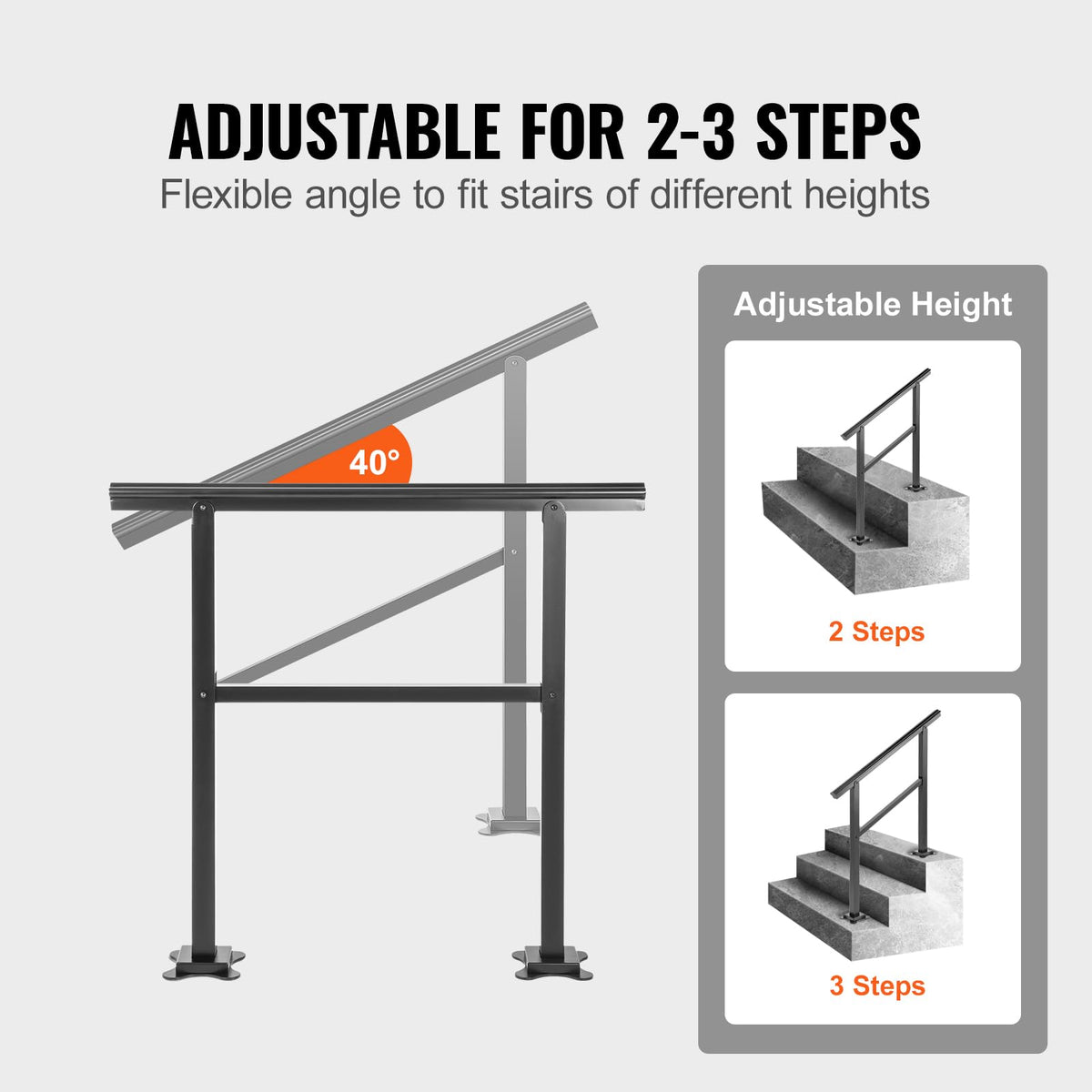 Aluminum Outdoor Stair Handrail 36 x 35 for 2-3 Steps O28923