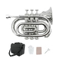 Pocket Trumpet Mini Brass Instrument with 7C Mouthpiece & Case E5380